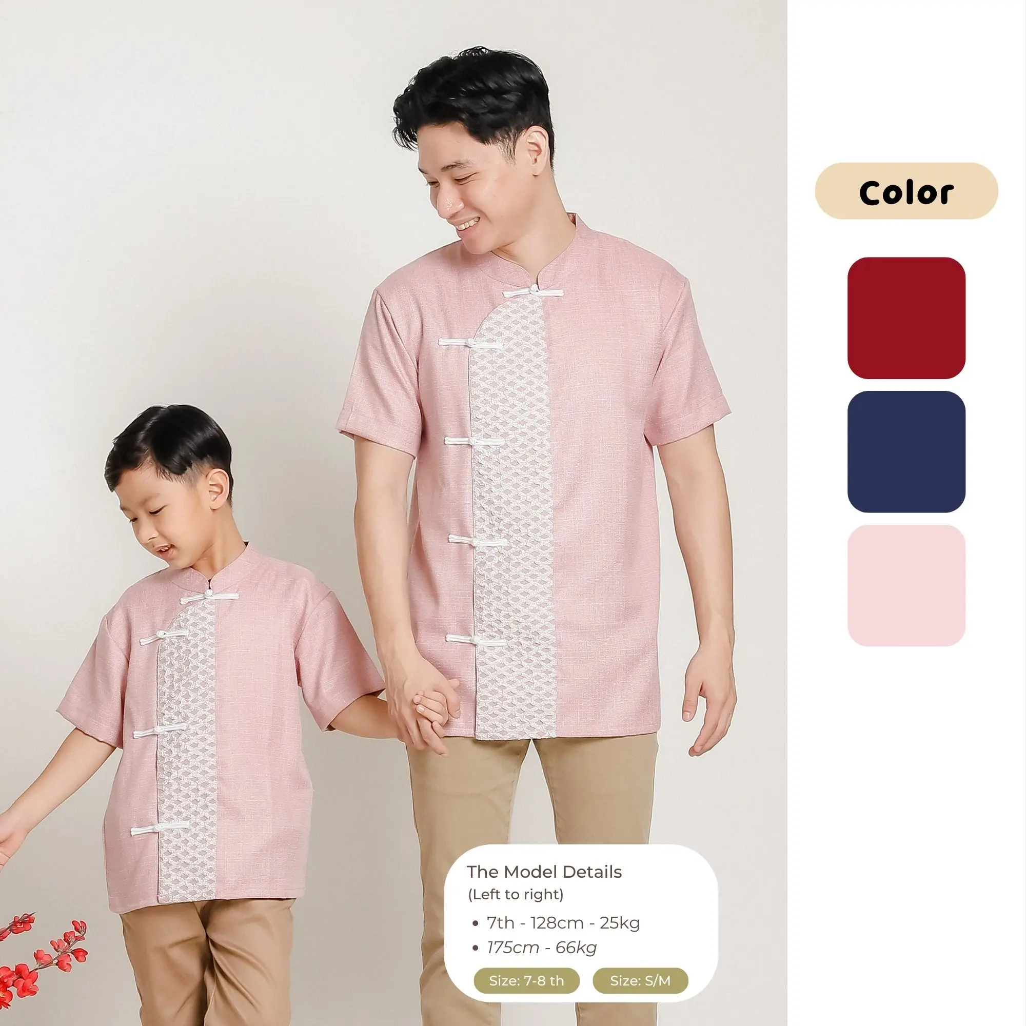 ZIEL KIDS -  Cny - Kai Cheongsam / Pakaian Couple Boy & Dad / Pakaian Couple Ayah Dan Anak / Cheongsam / Imlek / Lunar New Year / Chinesse New Year