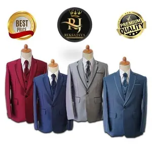 Jas Pengantin Pria Slim  Fit  Reksa Jaya Collection  - Jas Formal semi WOOL Jas Blazer Kantor Pria Jas Wedding Setelan Nikah Jas pria dan Celana ( Jas Celana Free hanger, cover & Sapu tangan dada) Hitam Wisuda