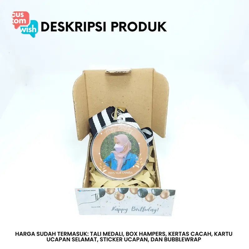 Kado ulang tahun Medali Custom Foto, Nama dan ucapan bisa kamu ganti suka suka, kado wisuda, hadiah ulang tahun, hadiah wisuda, hampers, mendali, kado custom 2
