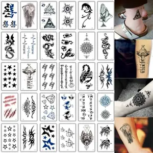 30 Pcs Stiker Tato Temporer Grosir Termurah Tatto iluminati Kalajengking kompas luka Naga salib bintang