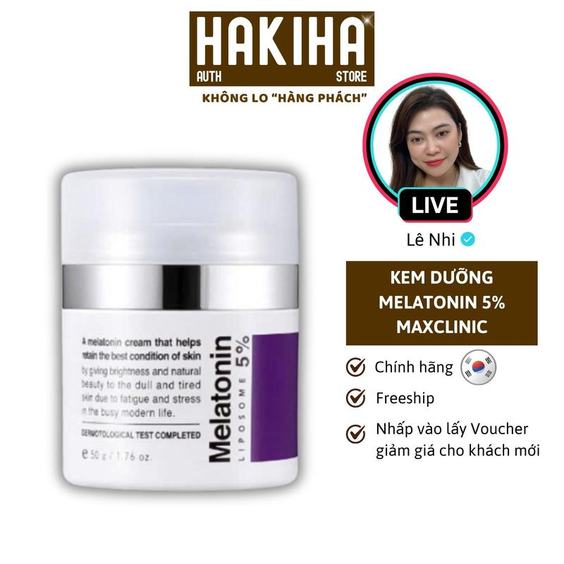 Maxclinic Kem Dưỡng Time Return Melatonin Cream 50g - Hàn Quốc Melatonin 50,000ppm Chiết Xuất Cherry & Cần Tây Phức Hợp Gold Time Slip