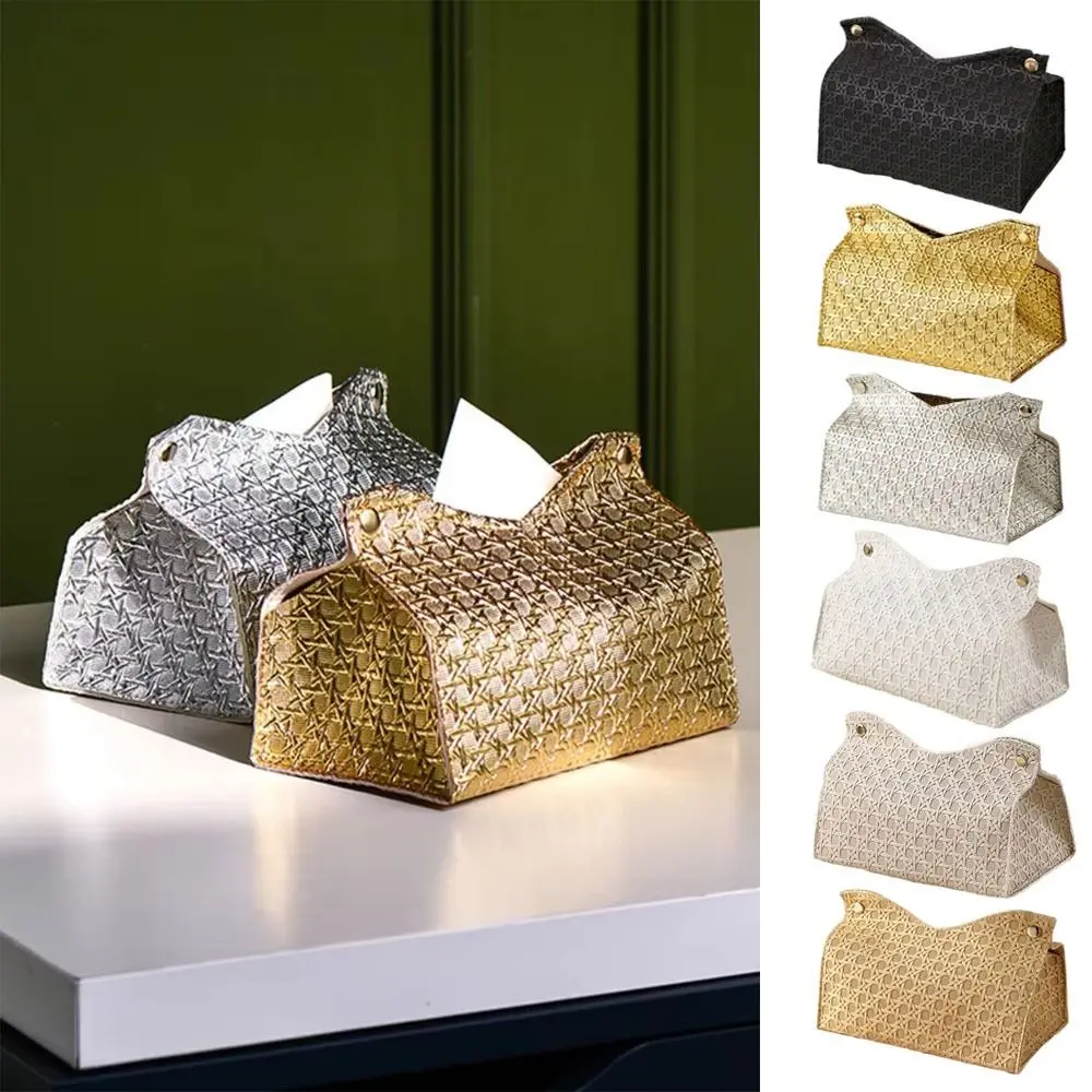 Simple PU Leather Tissue Box Waterproof Foldable Napkin Holder Multi-purpose Large Kitchen Storage Paper Box Living Room Kitchen