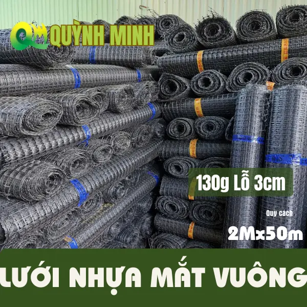 [ 130g lỗ 3cm] 2mx50m - Lưới nhựa nguyên sinh HDPE chiều dài 50m + tặng kèm 100 cái dây rút 0