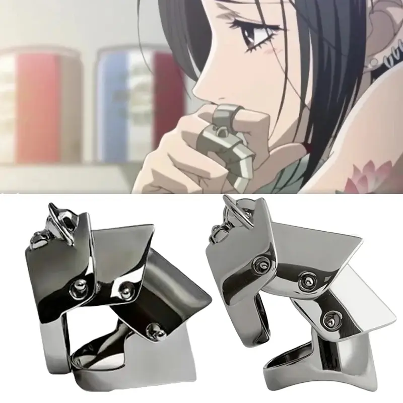 Anime Oosaki Nana Rings Cool Punk Gothic Rock Scroll Joint Armor Knuckle Metal Cincin Jari Aksesori Cosplay
