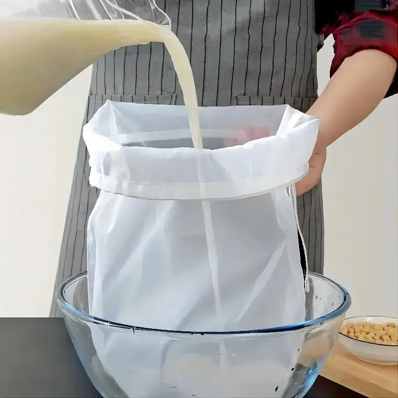 Reusable Food Filter Bag, 1 Count Fine Mesh Nylon Bag, Durable Washable Kitchen Accessories for Almond & Soy Milk & Cheese Making & Cold Brew Coffee Filtering
