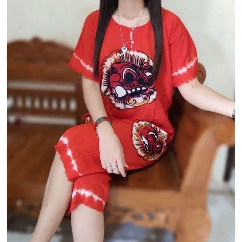 Setelan baju bali jumbo v barong size M-L-XL-XXL celana 7/8 bahan tebal,adem dan nyaman 4