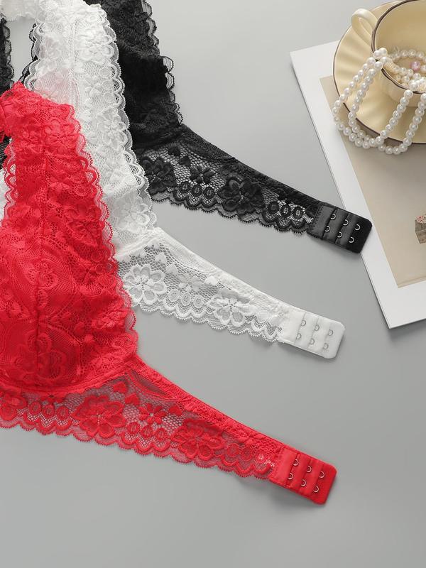 Women's Floral Lace Halter Bra, Casual Comfy Breathable Wireless Bra, Softness Lingerie for All Seasons 2