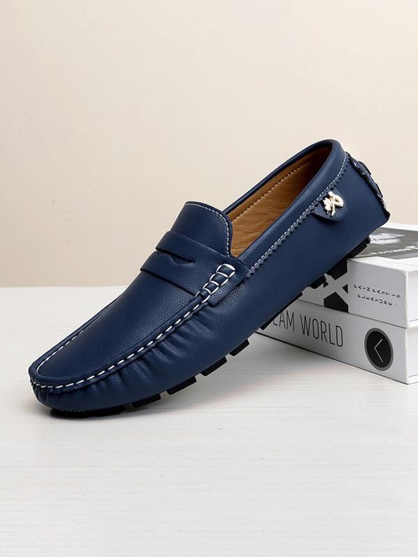 Men's Business Style Solid Color Slip-on Loafer Shoes, Fashionable Comfortable Flat Shoes for Daily Wear, Lightweight Breathable Shoes for All Seasons 0