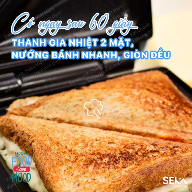 Máy Nướng Bánh Mì Sandwich SEKA SK560 , Máy Kẹp Nướng Bánh Mì Chín Nhanh Đều BH 12 Tháng SP412326266 3