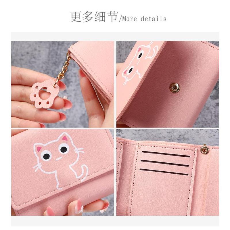 Product Introduction of Cute Wallet Women's Short Three Fold Cat Girl's Small Wallet Wallet Women's Soil Wallet 4