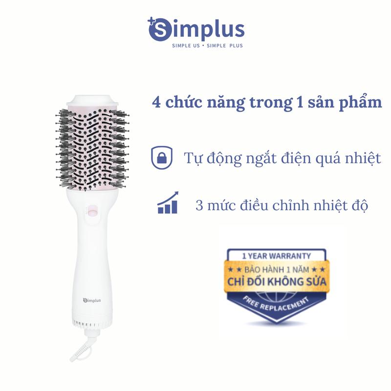 SimplusVN Lược Điện Đa Năng 4in1 Simplus RFSH002 Tạo Kiểu Uốn Tóc Duỗi Tóc Chải Tóc Sấy Tóc Nhanh Khô Bảo Vệ Quá Nhiệt Công Suất 1200w Bảo Hành 1 Năm Chỉ Đổi Không Sửa