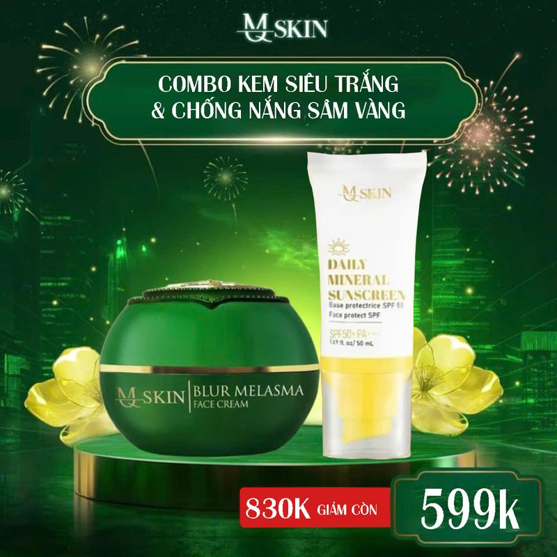 Combo Face Siêu Trắng Melasma Cream 20g + Chống Nắng Sâm Vàng CN-2 [ MQ SKIN ] - Hỗ Trợ Dưỡng Da Trắng Mịn Mờ Thâm Nám Làm Đẹp Bảo Vệ Da Da Skincare Nữ Women