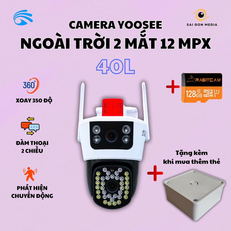 Camera Wifi YOOSEE 2 Mắt Ngoài Trời 12MP-BÁO ĐỘNG ĐÈN ĐỎ-XEM ĐÊM CÓ MÀU