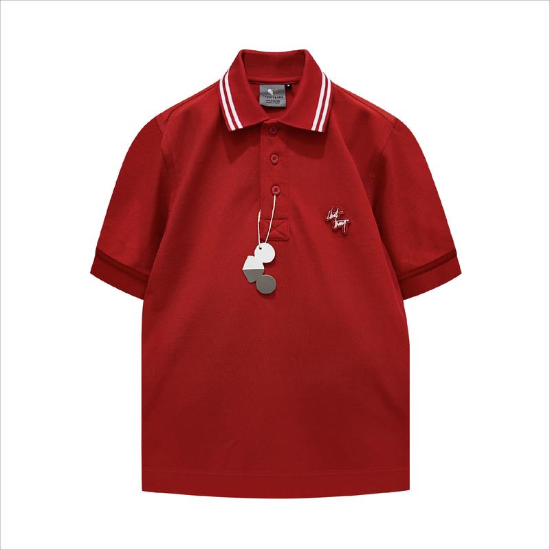 POLO CỔ SỌC SS trắng đỏ - ÁO POLO basic vải dày CHUỘT TRẮNG