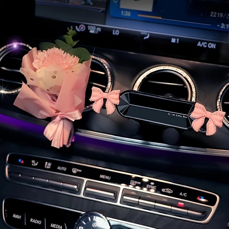 Car Air Vent Phone Holder, Cute Bowknot Design Car Phone Holder, Universal Car Interior Accessories for Women 2