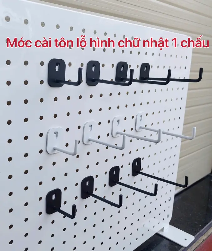 Móc 1 chấu HÌNH CHỮ NHẬT cài bảng Pegboard, Tấm tôn lỗ treo phụ kiện trưng bày Trang Trí Nhà Decor Phòng Decor 3
