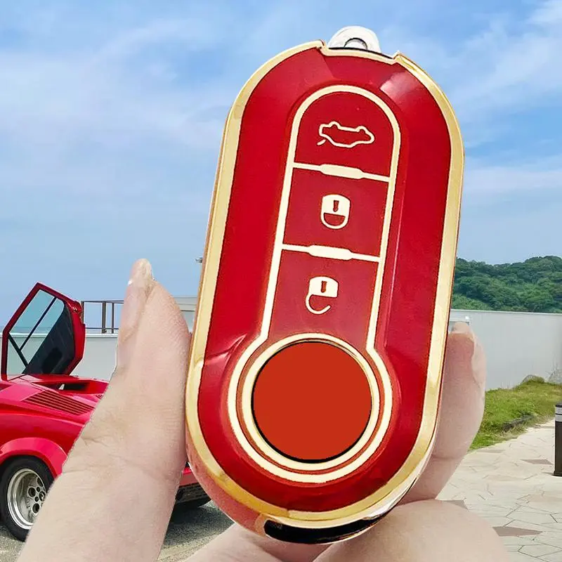 Car Key Case, Car Remote Key Protective Case, Soft TPU Car Key Shell For Fiat 500 Panda Stilo Bravo Iveco