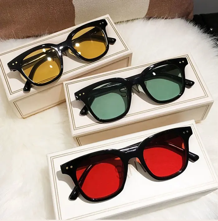 Korean Sunglasses Men's Hip Hop Fashion Glasses Colorful Glasses Unisex Cermin Mata Hitam Eyewear