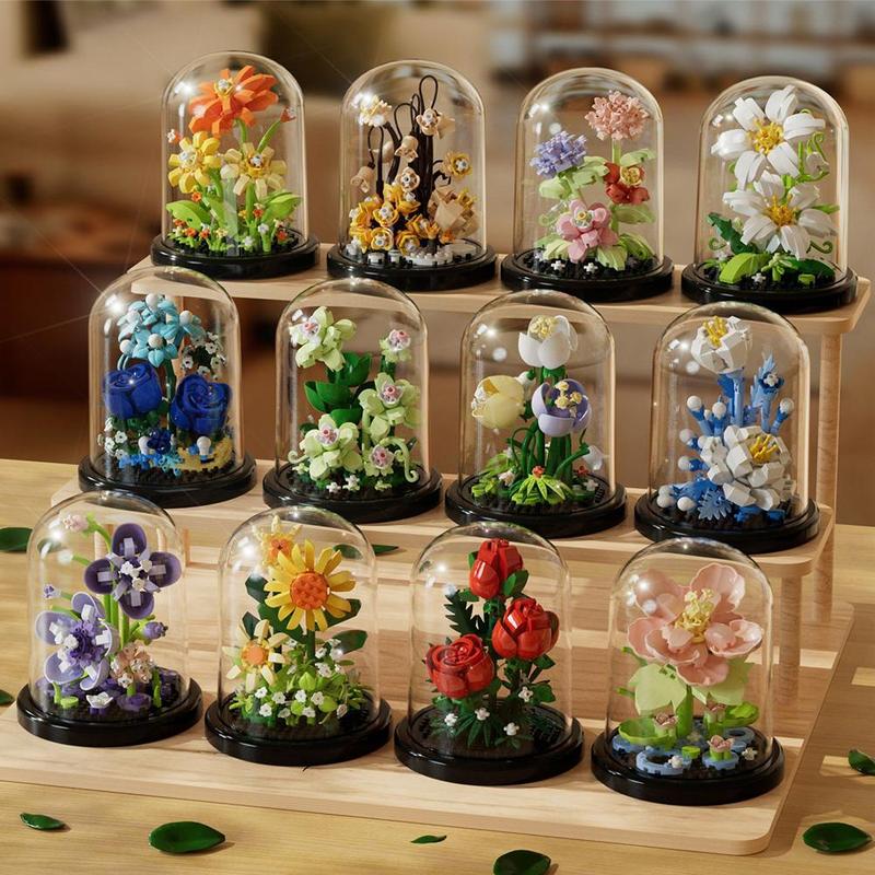 Product Introduction of 1 Set Plastic Building Blocks Flower Box Immortal Flowers Blocks Assembly Simulated Compatible F1N6 25