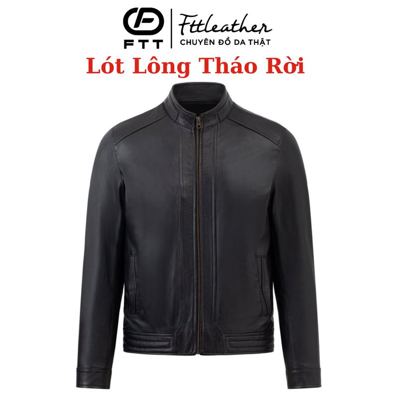 Áo da nam áo da thật cao cấp Racer trơn da cừu lót lông tháo rời FTT Leather Menswear Jacket AD215C