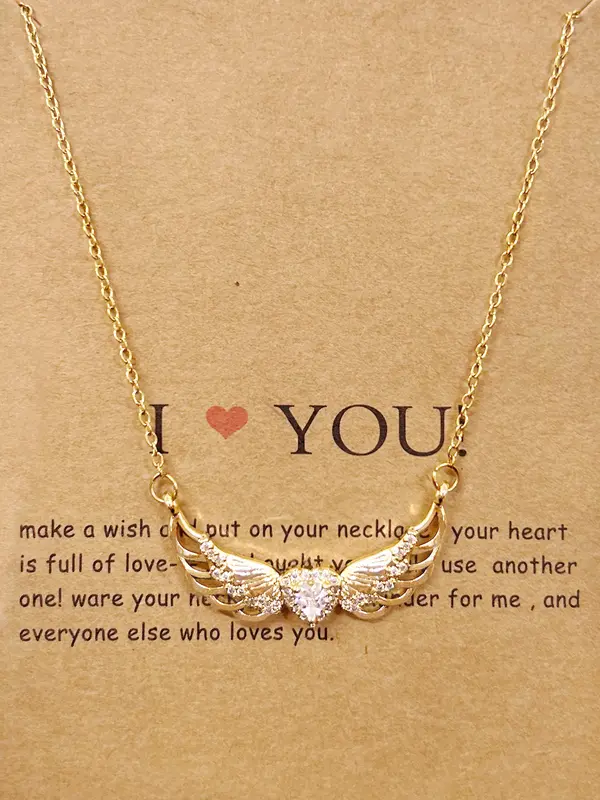 Fashion Angel Wing Design Pendant Necklace for Women & Girls, Fashion Jewelry for Party, Daily Clothing Decor, Trendy All-match & Exquisite Jewelry for Birthday Gift 4