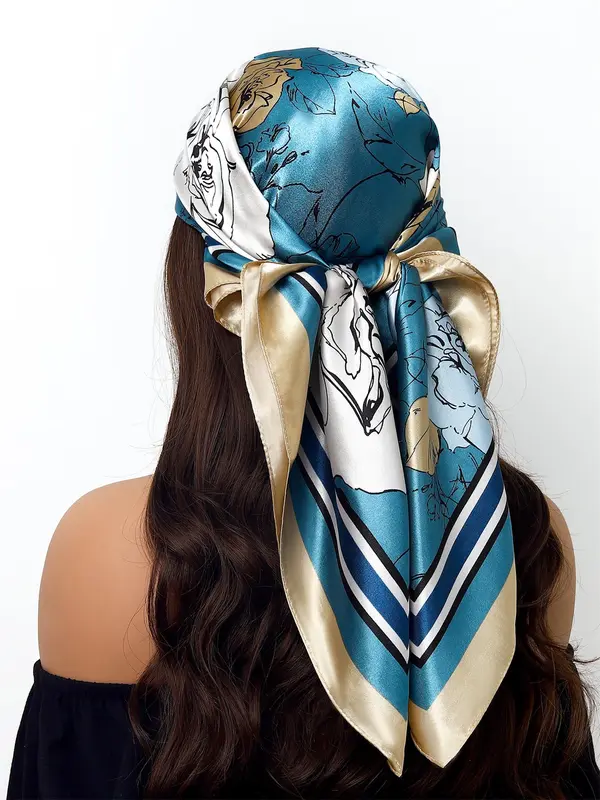 Floral Print Head Scarf, Fashionable Soft Comfortable Shawl for Daily Wear, Casual Versatile Scarf for Women & Men 5