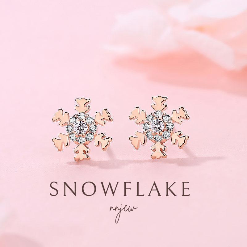 COD ต่างหู s925 earrings รุ่น เกล็ดหิมะ Snowflake ผู้หญิง ต่างหูแฟชั่น ...