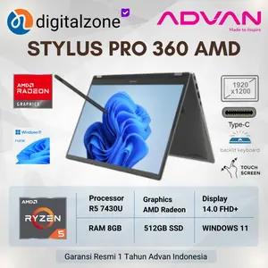 Advan 360 Stylus Pro - AMD Ryzen 5 7430U 8GB 512GB 14 FHD IPS TOUCH W11