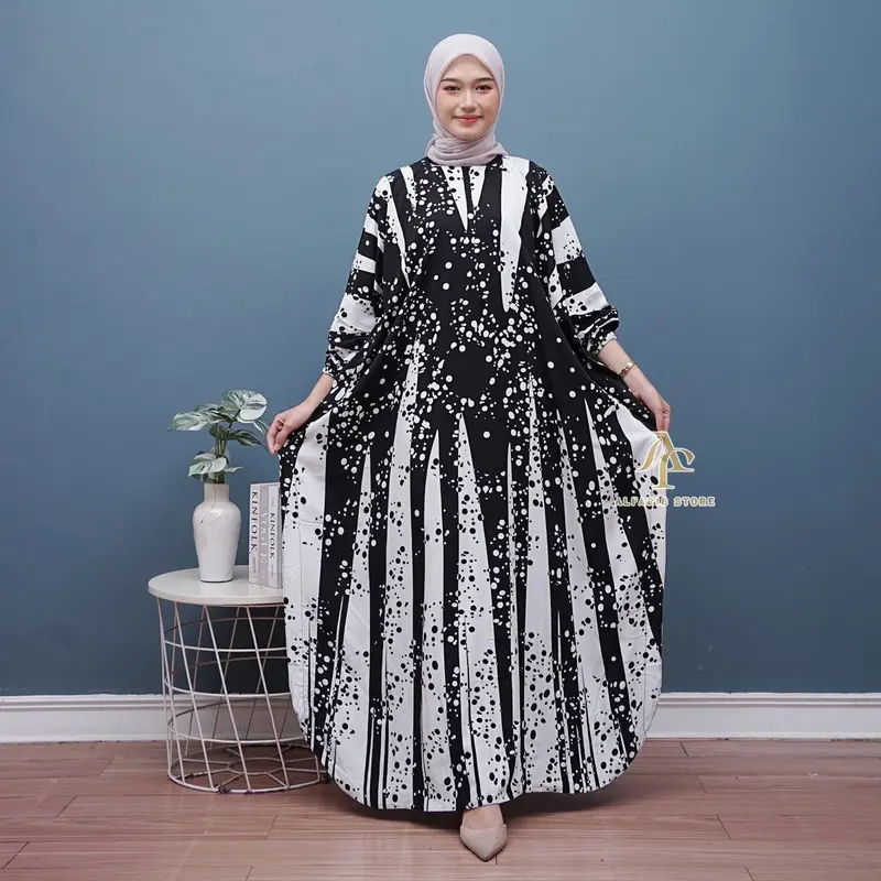 Kaftan Rayon Jumbo Motif Aruna Ginola Roma Belia Naomi Ld 180 cm Muslim Panjang Wanita Nyaman Gamis 1