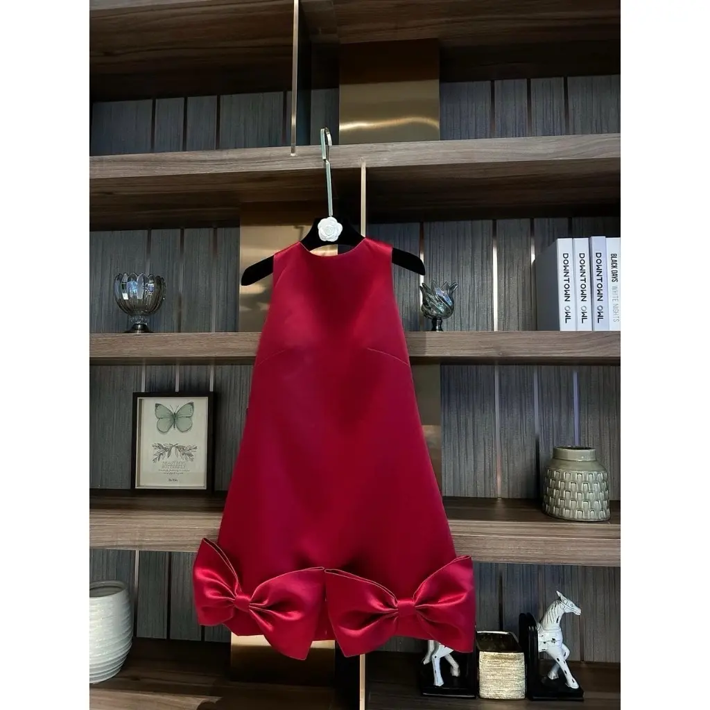 [ 40-110kg] Váy tafta phồng đi tiệc, đầm bigsize dáng suông A gắn nơ