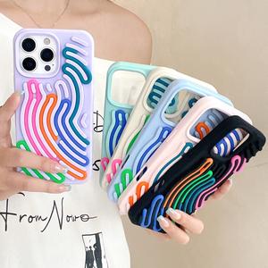 เคสโทรศัพท์, การออกแบบที่สร้างสรรค์, วัสดุซิลิโคนนิ่ม 3D, ลายทางสีสันสดใส, เข้ากันได้กับ Apple iPhone 16, บรรเทาความเครียดทางประสาทสัมผัส, รูปแบบลายนิ้วมือเขาวงกต, ฝาครอบโทรศัพท์ซิลิโคนแบบส่วนบุคคล, เข้ากันได้กับ Apple 15/14/13 Pro Max