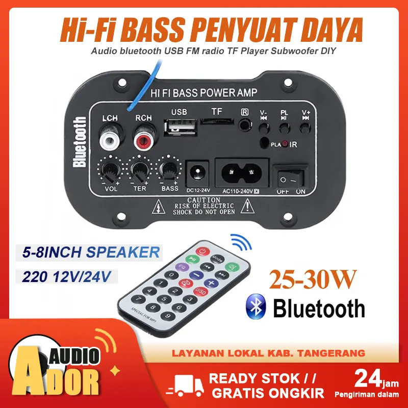 5 Inci 12V 24V 220V Amplifier Ampli Mini Board Audio Bluetooth USB FM Radio TF Player Subwoofer Mobil Bluetooth 2.1 Hi-Fi Bass Penguat Daya Mini Mobil Kit Amplifier Mobil Radio Penguat Digital Audio USB TF Remote Car 0