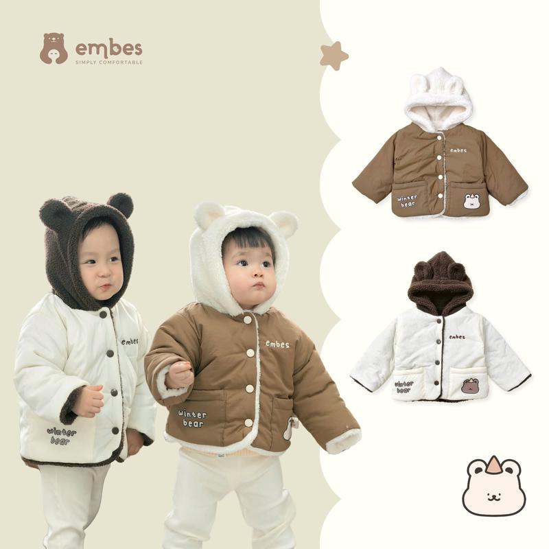 Áo khoác phao mũ lông cho bé Embes Việt Nam từ 9 tháng - 4 tuổi - 24-K6-45