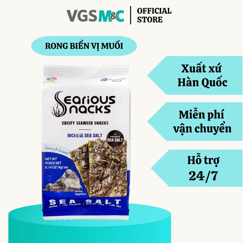 Rong biển ăn liền vị muối truyền thống - Xuất xứ Hàn Quốc (Lốc 3 gói, 12g)