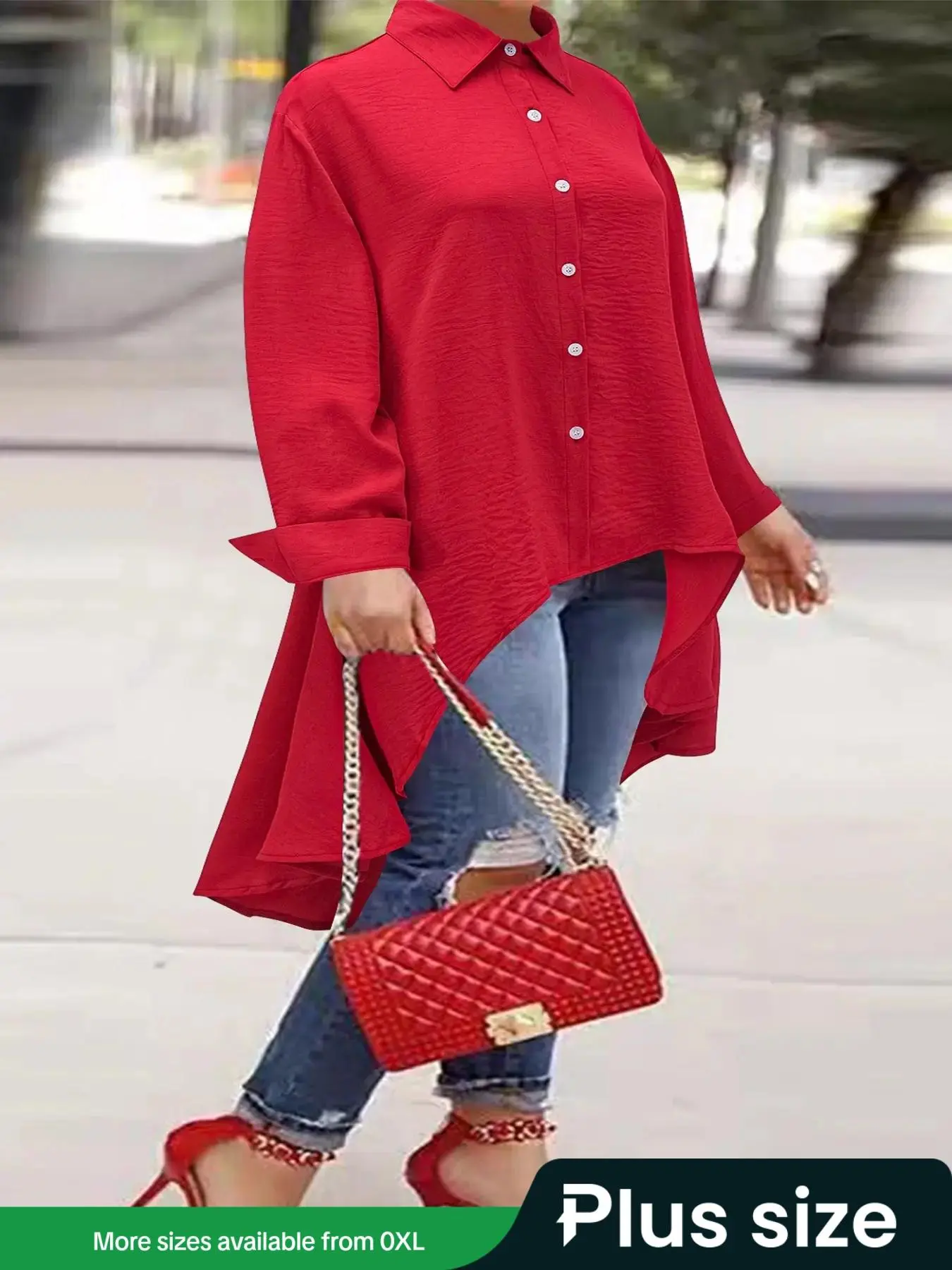 【Plus Size】 Solid Color Shirt, Casual Long Sleeve Collared Top for Daily Wear, Women's Clothing for All Seasons