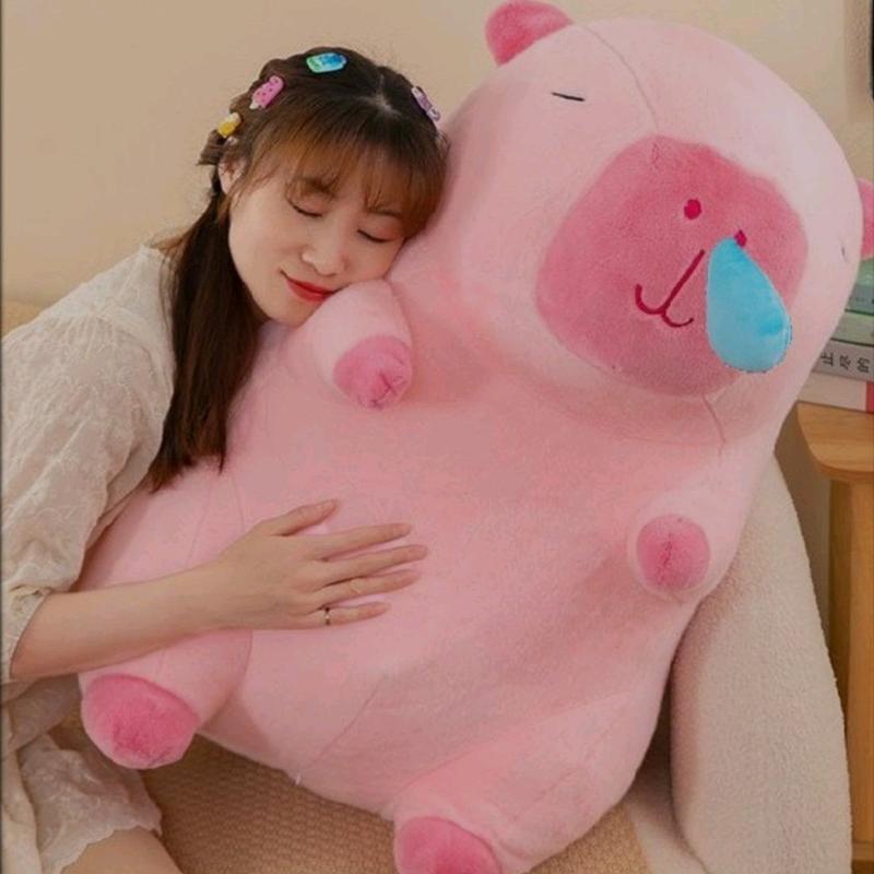 gấu bông capybara rút mũi màu hồng size 70cm tặng balo rùa gấu capybara khổng lồ quà
