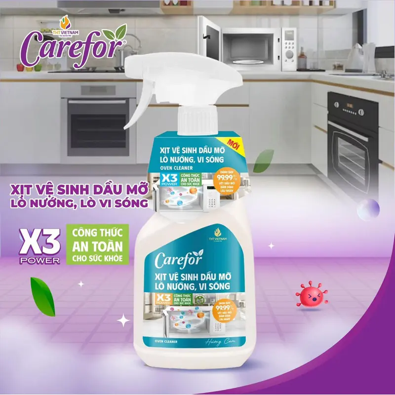 Xịt Vệ Sinh Dầu Mỡ Lò Nướng, Lò Vi Sóng Carefor - Siêu Sạch Làm Sạch