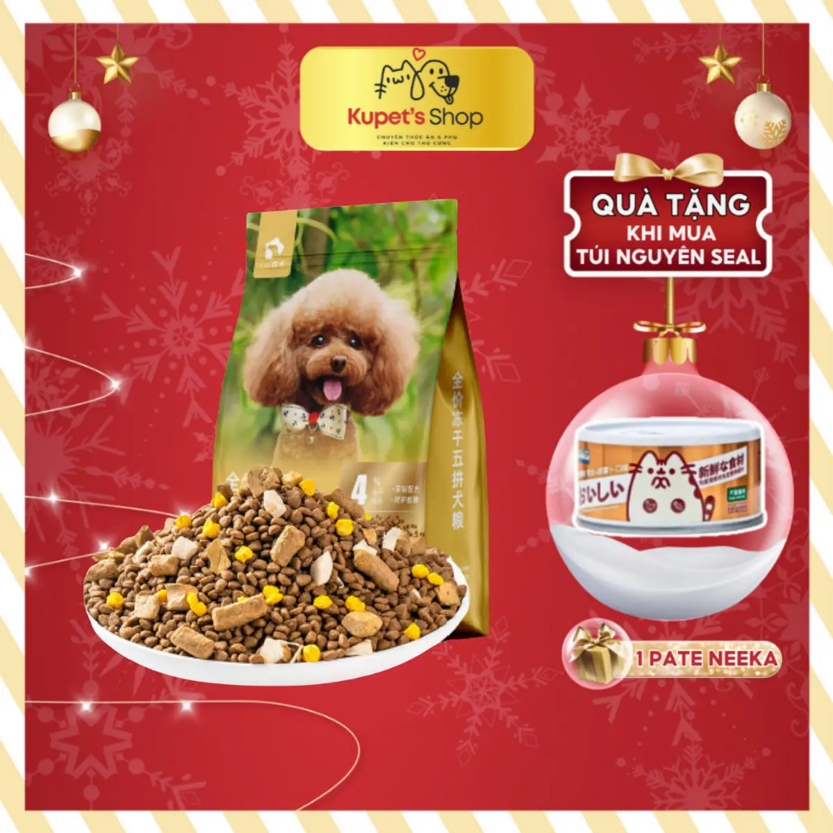 (Túi 5kg) Hạt LUSI Cho Chó Kén Ăn Toping Gà Gan Trứng Sấy Men Vi Sinh - KUPETSHOP