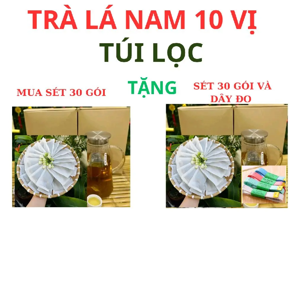 [MUA 1 TẶNG 1] Trà lá nam 10 vị phiên bản túi lọc(lá sen, hoa nhài, giảo cổ lam, sơn tra, phan tả diệp, an xoa, xạ đen, chỉ thực, cầm văn,cỏ ngọt) lá  nam  10  vị trà  thảo  mộc  10  vị
