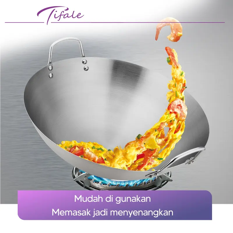 [BELI LOKAL] Tifale Wajan Stainless Tebal 6 Ukuran Dengan Pegangan Stainless Premium Quality Masak Nasi Penggorengan Steel Kitchenware 3