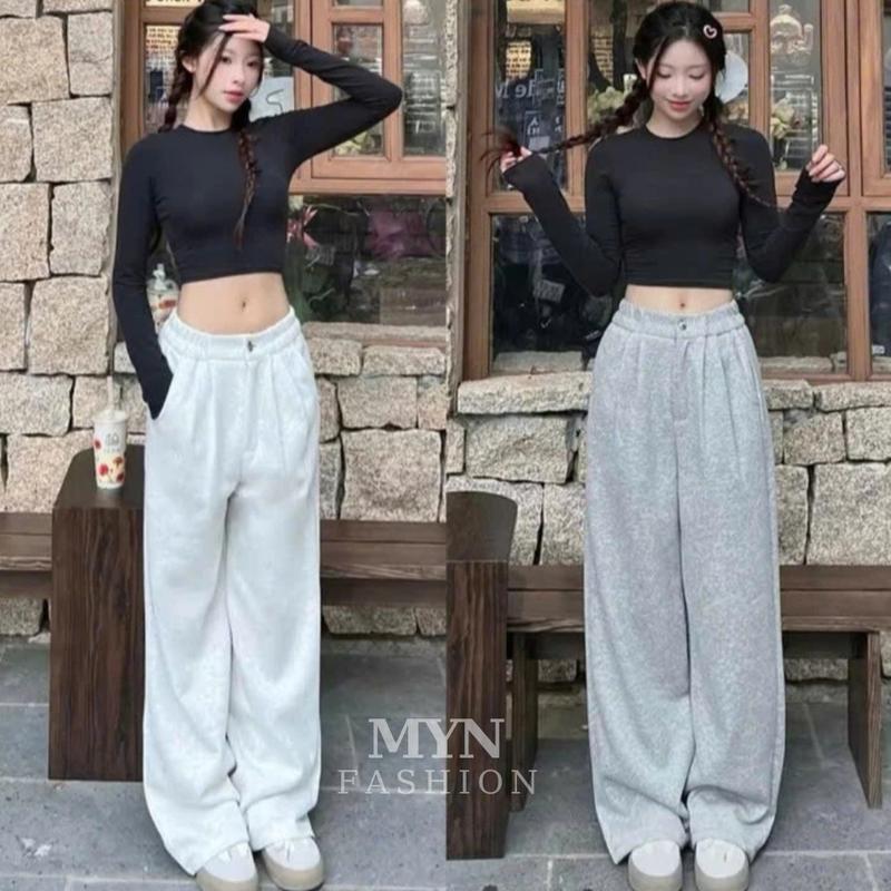 Hàng Loại 1 Quần Nỉ Nữ Ống Suông Lưng Cao Cạp Chun Chất Nỉ Ép 2 Da Mềm Mịn Không Xù Hàng Loại 1