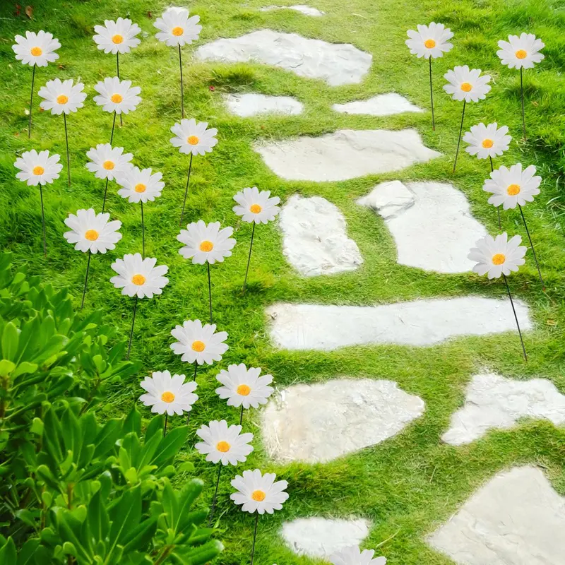 Random Color Daisy & Sunflower & Butterfly Design Garden Decoration, 10pcs/set Outdoor Garden Decoration, Landscape Yard Lawn Flower Pot Decoration, Decorative 8