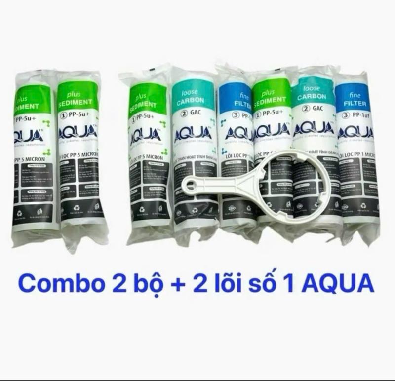 Bộ 8 lõi lọc AQUA lõi số 1 = 4, lõi số 2 = 2, lõi số 3 = 2 lắp cho các loại máy lọc ro có cốc lọc thô 1,2,3 10inch tặng kèm tay công tháo lắp. Bộ lọc nước RO sản xuất tại Việt Nam