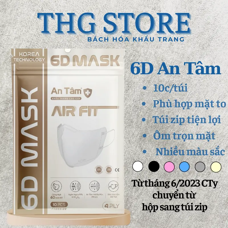 2 Thùng (200cái) Khẩu trang An Tâm 4 lớp 6D - hàng 4 lớp cho mặt to 2