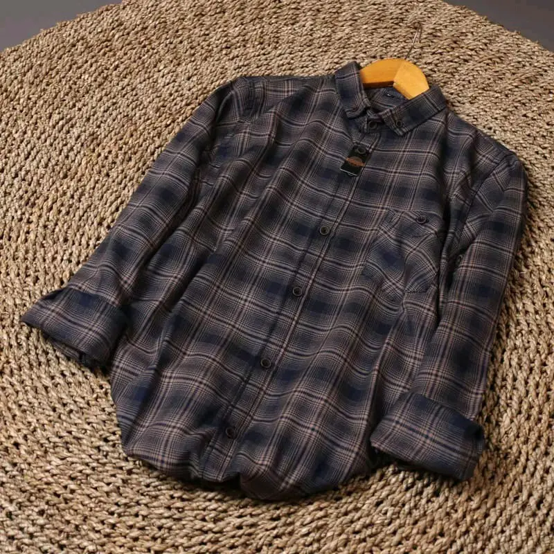 kemeja flanel pria dewasa lengan Panjang/kemeja flanel pria wanita lengan Panjang/kemeja flanel terpopuler V-Neck Kancing Lembut Motif Distro Kotak Hitam