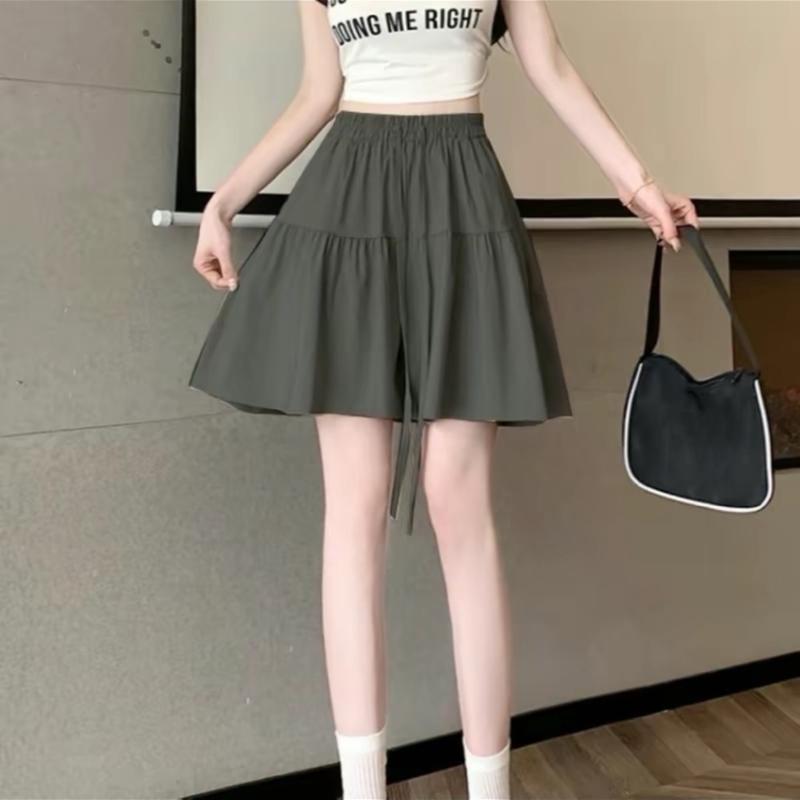 Quần Váy Nữ Nhún Xoè Ngắn Xinh Yêu Dễ Phối Có BIG SIZE. Có Túi Sườn Tiện Lợi. Size từ 40/70kg.SML XL XXL Women Đen  năng động chân váy chân  váy quần  ngố quần  thun ống rộng  Voi culottes Nhung