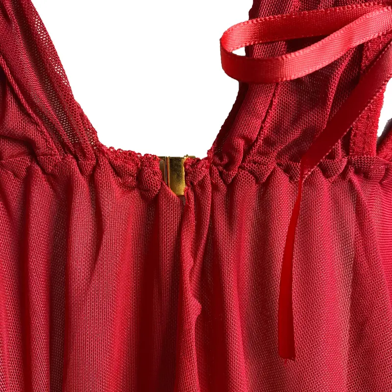 [ RedPink ] Lingerie Dress New Version Dinas Nightwear Transaparan Style Hot Sexy Dewasa Edition Front Open Bra With Pita Beatiful Strap Pundak Renda Mid Back Strech Free G-String Sifon Premium Soft Import Quality XDW 7