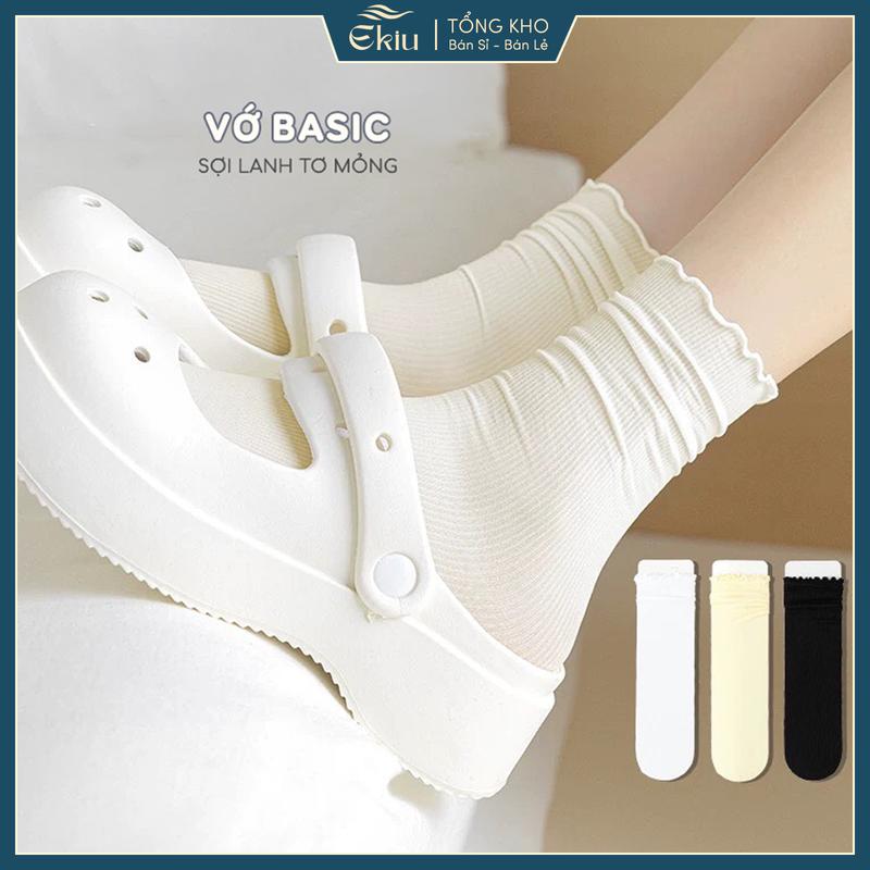 Tất cổ cao nữ bèo nhún chất liệu cotton mỏng thấm hút mồ hôi - Ekiu Shop