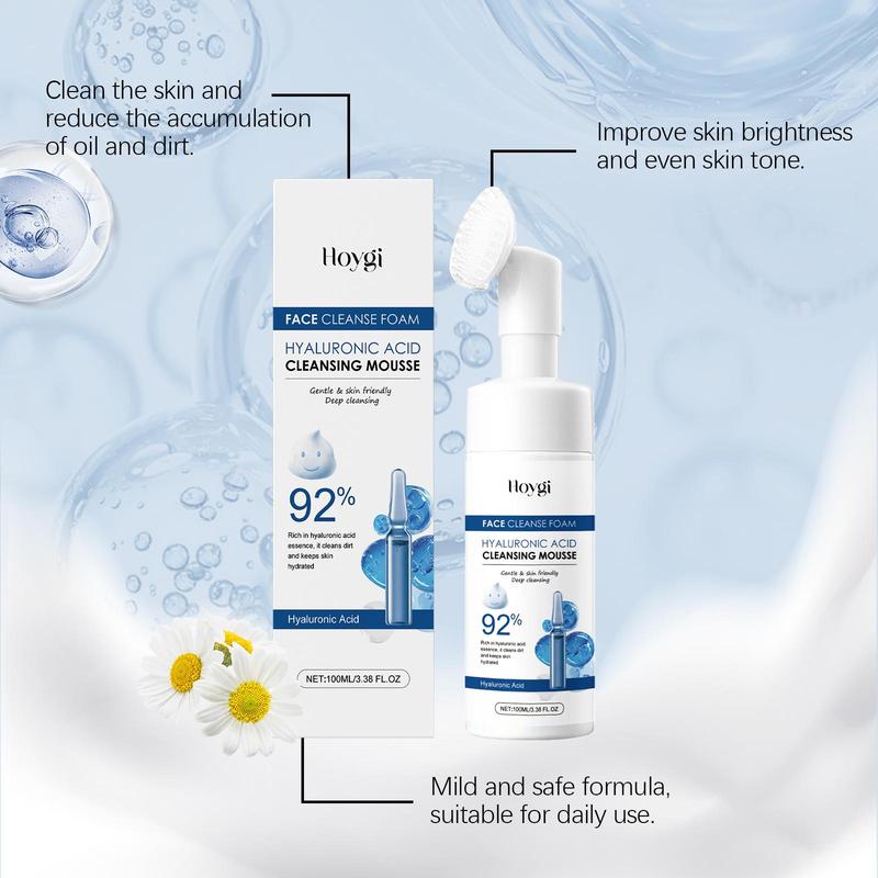 Hyaluronic Acid Cleansing Mousse, Gentle Cleansing & Moisturizing Facial Cleanser, Facial Skin Care Product for Women & Men 5