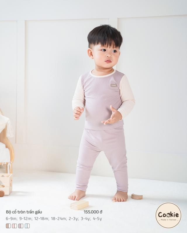  Bộ Quần Áo Cookie Cổ Tròn Trần Gấu Cho Bé Size 6-9M Đến 4-5Y Chất Cotton Tăm Lạnh thun  lanh 
